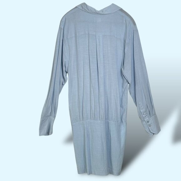 Song of Style Linen Blend Mini Dress Front Cutout Light Blue Size Small - Picture 4 of 12